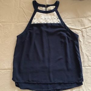 navy blue tank blouse